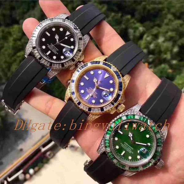

4 color factory watch selection gold silver new luxury men day date 40mm 116610 automatic movement mechanical sapphire glass diamond case, Slivery;brown