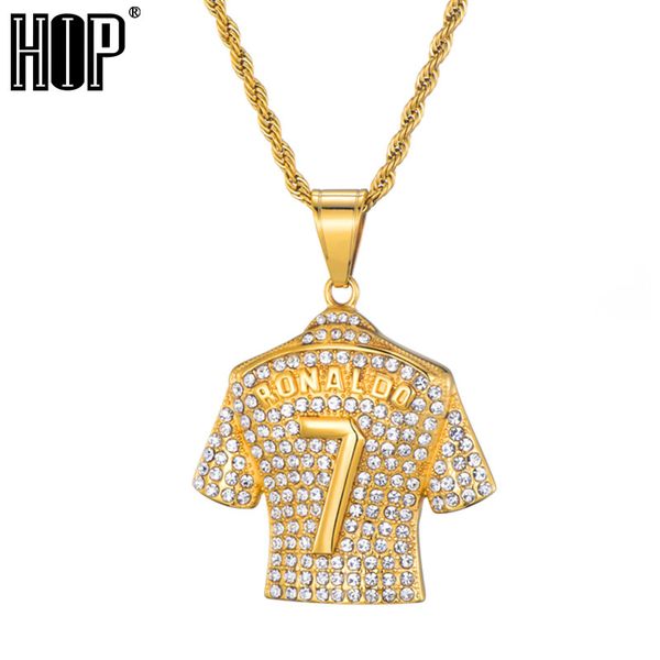 

hip hop iced out bling rhinestone gold jersey necklace 316l stainless steel necklaces & pendants for men jewelry dropshipping, Silver