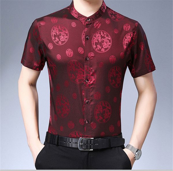 

Chinese Style Mens Summer Designer Shirts Short Sleeve Turn Down Collar Fashion Clothing Casual Business Loose Homme Apparel