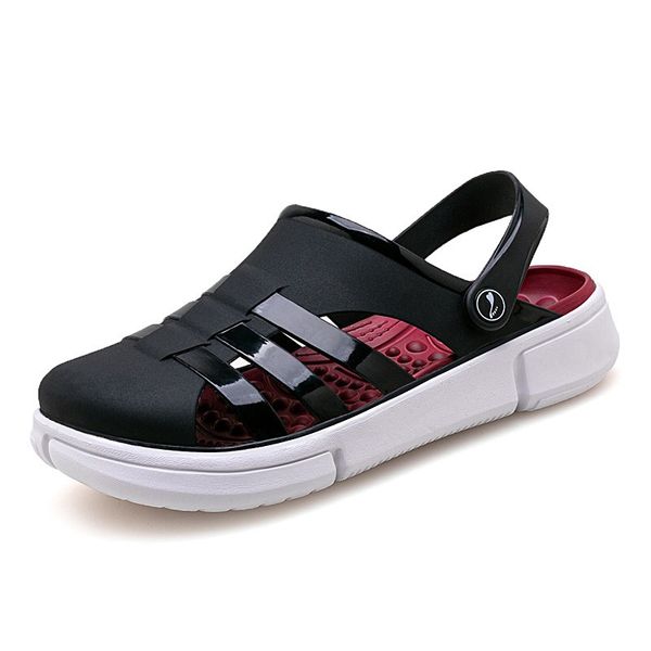 

crocse men causal summer sandals eva garden crocks 2020 soft memory foam outdoor shoes slip on beach slippers men sandals, Black
