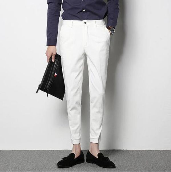 

men's summer fashion thin suit pants casual slacks formal dress trousers, Black