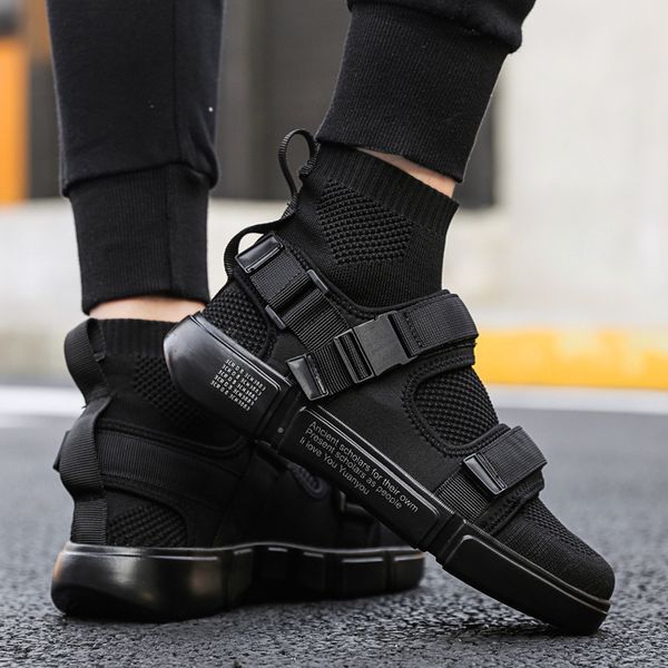 

2019 new men casual shoes men's fashion sneakers light trend light walking shoes man work sneaker brand flats, Black