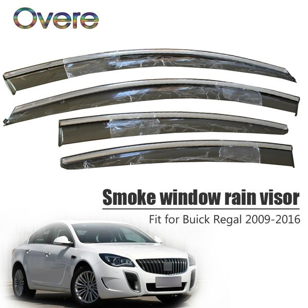 

overe 4pcs/1set smoke window rain visor for buick regal 2009 2010 2011 2012 2013 2014 2015 2016 deflectors guard accessories