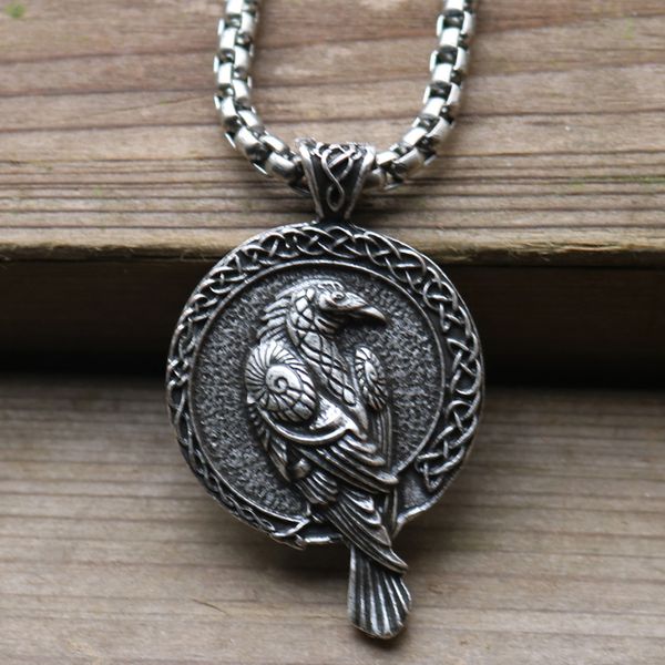 

crow мода мужчина ожерелье прохладных скандинавского talisman аксессуары ювелирных подарки повседневная птица ворон подвеска цинковый сплав, Silver