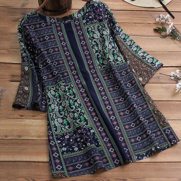 

women's blouses & shirts 5xl vintage blouse plus size women 2021 sping summer printed o neck half sleeve shirt oversized tunic mujer, White