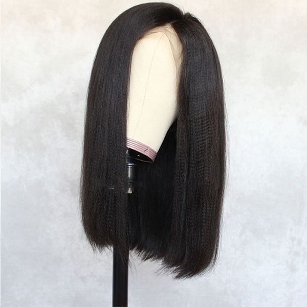 

pre plucked lace front wigs italian yaki straight human hair wigs for black women with baby hair natural hair wig, Black;brown