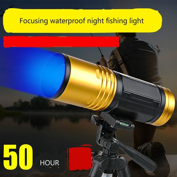 

night fishing light blue light 1000w bright glare of high-power xenon flashlight zoom purple waterproof luminous camping