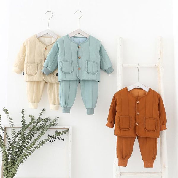 

2020 baby boys and girls sets cotton-padded coat and pants winter, White