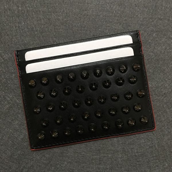 

cl small card package rivet tide brand leather business card holder for men and women the same paragraph small leather wallet card package, Brown;gray