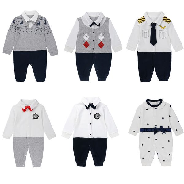 8 Stile Kinderkleidung Baby Junge Gentleman Strampler Neugeborenes Baby Langarm Overalls Infant Designer Strampler Marke Kleinkind Kleidung M280