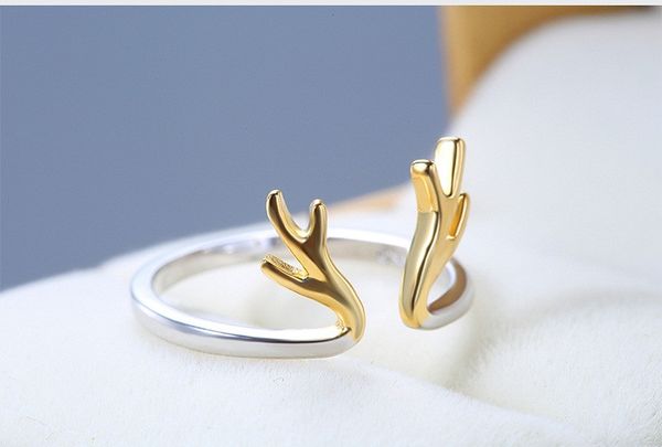 

s925 silver jewelery for man women christmas rings adjustable open animal deer elk fashion casual sport festival finger ornaments 2019 6pcs