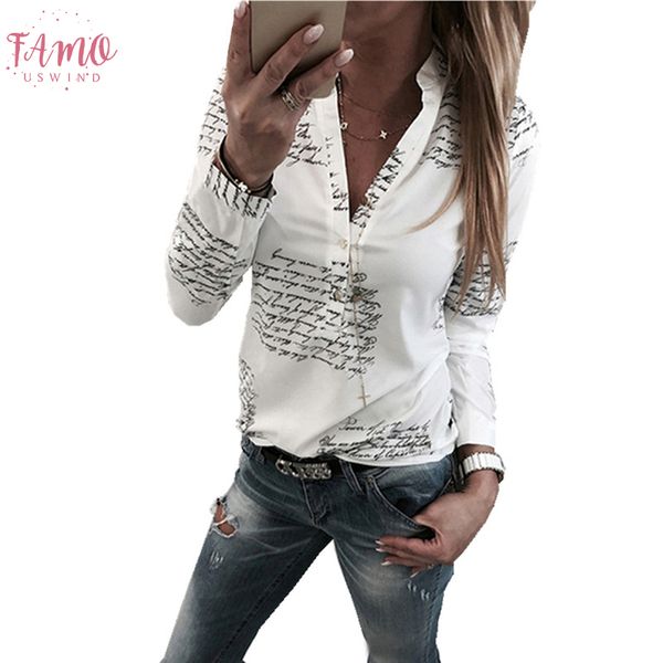 

women white blouse fashion v neck long sleeve beach blouse shirts casual letters printed slim fit shirts ns9006