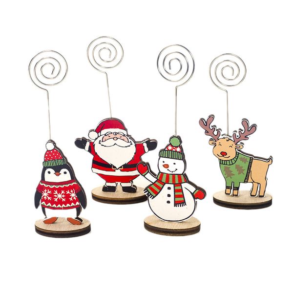 

1 set 4 pcs christmas decorations ornaments christmas print wooden notes folder clip office deskcreative small hous