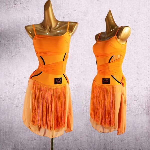 

новый латинский танец платье черное платье fringe latin / cha cha / румба самба performance танцевальная одежда практика dqs1572, Black;red