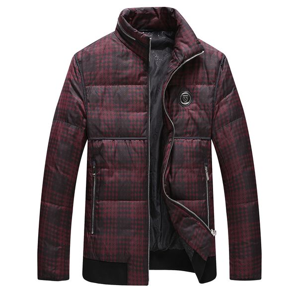 

men's parka jacket fashion new winter spring plaid stand collar parkas male warm windproof zipper outwear jackets plus size 4xl, Black