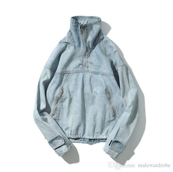 

graffiti printed men hip hop hoodies denim blue jean turtleneck casual oversize pullovers long sleeved loose sweatshirts, Black