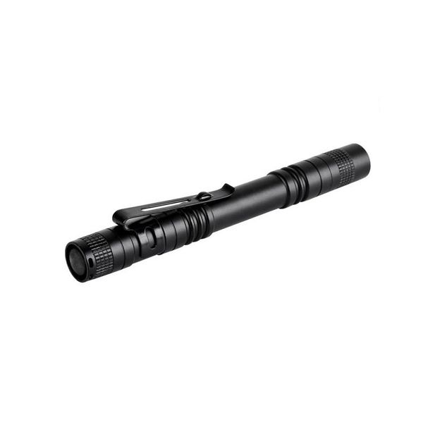 

led pen shape mini flashlight aluminium alloy flashlights pocket portable anti wear black torch lamp with clip multi function