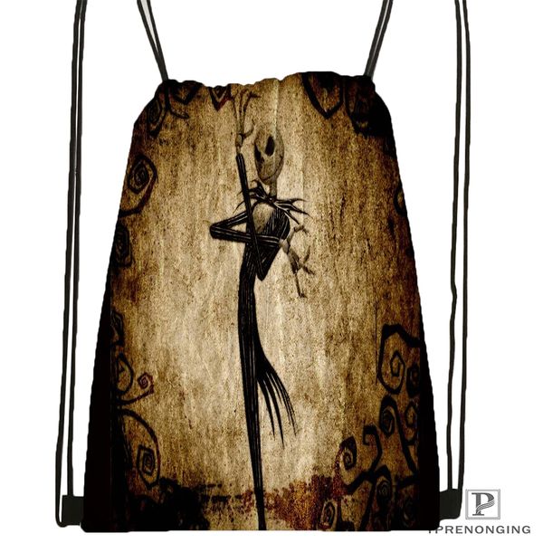 

custom the nightmare before christmas drawstring backpack bag cute daypack kids satchel (black back) 31x40cm#180531-04-08