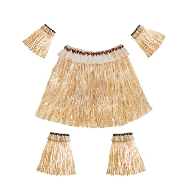 

hawaiian grass skirt suit elastic arm sleeve feet cover grass skirt hula dance costume beach summer holiday wedding party f