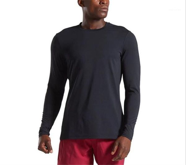

sleeve gym tees spring new style mens clothing 2020 mens sports tshirt casual plus size crew neck solid color long, White;black