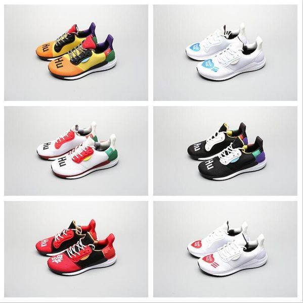 

pharrell 2019 x holi solar glide multicolor running shoes for mens rainbow trainers yellow pw hu fashion designer sneakers size36-45