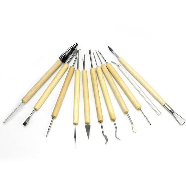 

multifunction wood metal handle wax pottery clay sculpture carving modeling wire texture tool diy craft#20