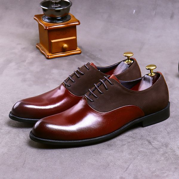 

suede men's shoes british business shoes men's shiny leather formal leather, Black