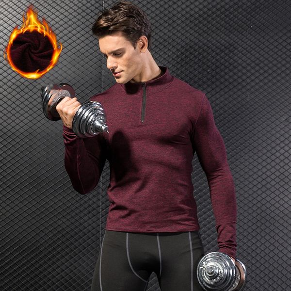 

winter thermal long sleeve running t shirt men football jersey sport shirt men's sportswear quick dry men's t-shirts, Black;blue