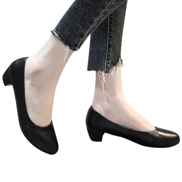 

youyedian low heels shoes women single shoes female plus size wild high heels professional black casual working shoe 2019#806g40