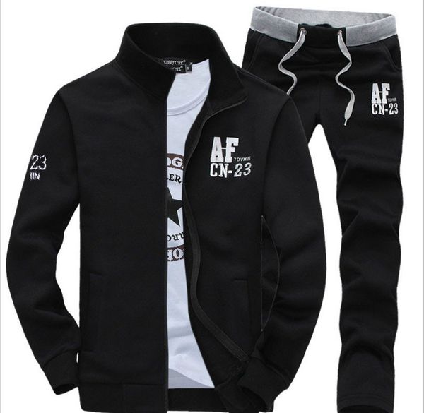 

2019 spring new style long sleeve sports leisure suit baseball uniform hoodie suit men's set, Black