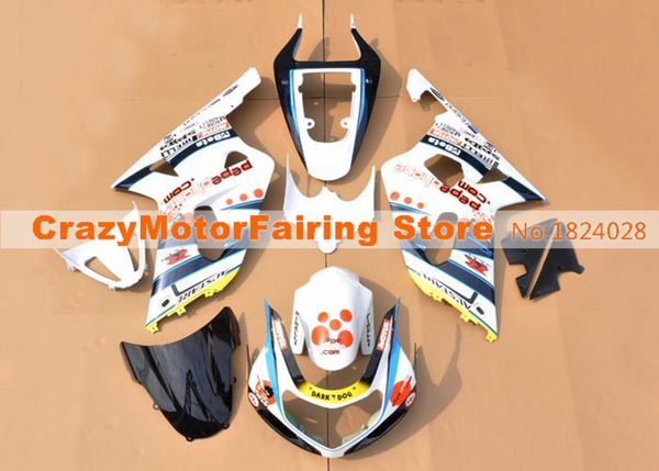 

новый abs мотоцикл обтекатели обтекатели подходят для suzuki gsxr600 750 600 k1 2001 2002 2003 01 02 03 комплект кузова на заказ белый круто