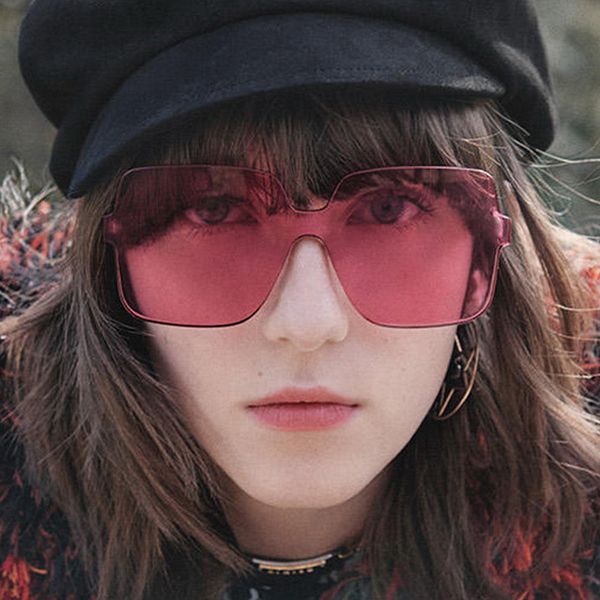 

fashion 2019 rimless sunglasses women transparent sunglasses female candy color shades uv400 eyewear z083, White;black