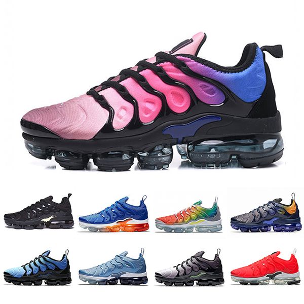 

36-45 air bhyper violet cushion tn plus running athletic shoes women men red shark tooth rainbow black white outdoor sports sneakers