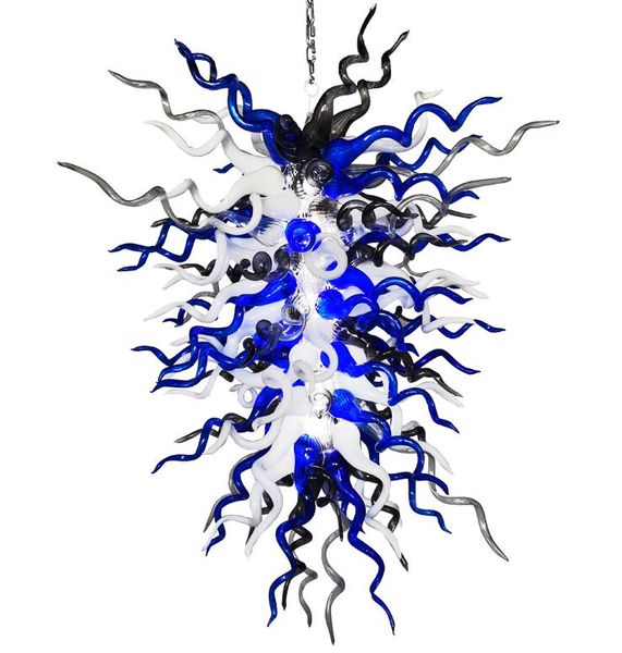 

lamps comparary hand blown glass chandeliers lighting for house art decoration cobalt blue white grey color modern led chandelier