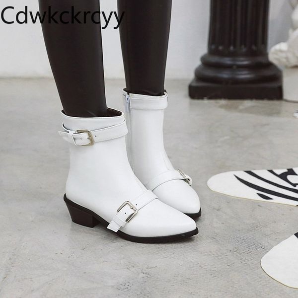 

winter the new fashion pointed thick heel boots student handsome plus cashmere keep warm high heel women boots size 34-43, Black