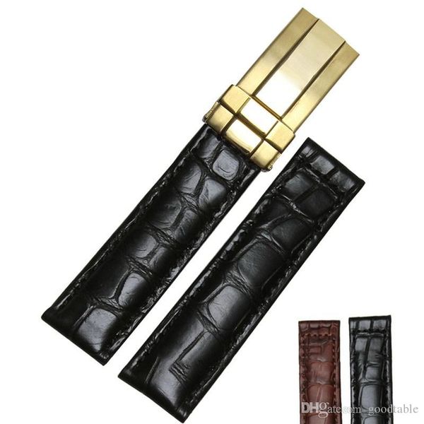 

19mm 20mm bruin echt аллигатор lederen horlogebandje кольцо с бриллиантами из розового золота безстойный стойкий vouwsluiting, Black;brown
