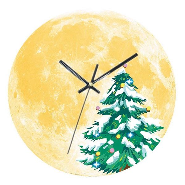 

luminous moon wall clock christmas clock mute wall creative home living room decoration