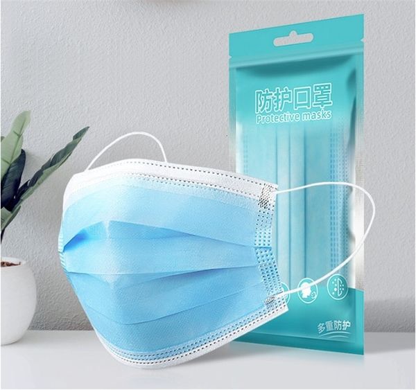 

fashion blue earloop dhl ship mask 3 layer dust facedhl ship mask 3 ply non woven air pollution mask