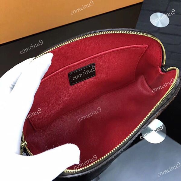

wholesale 47515 pouch canvas leather makeup mix genuine zippy toiletry bag cosmetic purse oxidizing case colors clutch wom ndxc, Red;black