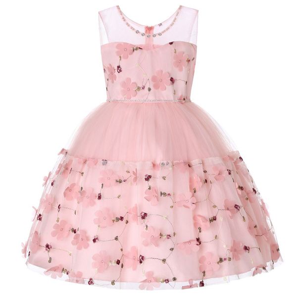 

2019 new summer fashion princess dress girls costumes lace floral ruffles dresses la robe performance formal dress clothes, Red;yellow