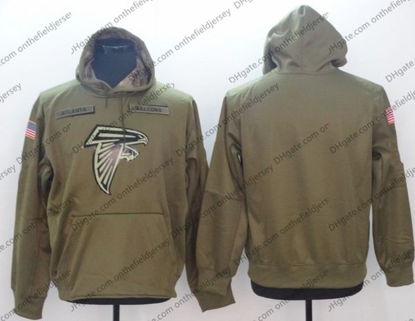 

Men's Atlanta Sweatshirt Falcons Hoodie 2018 Olive Salute to Service Sideline Therma Performance Pullover Hoodie S-3XL
