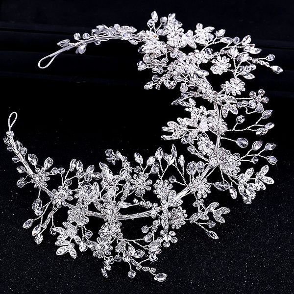 

luxury sparkly silver crystal beaded handmade crowns and tiaras headband wedding headpiece for bride women hair accessories, White;golden