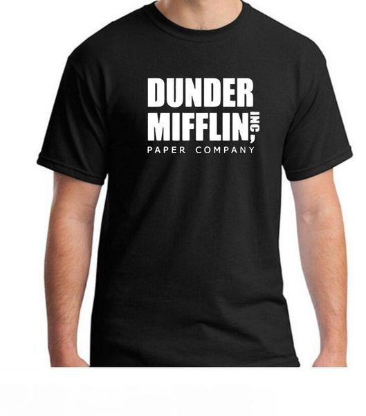 

2018 мужская офисная тв-шоу с короткими рукавами dunder mifflin paper t-shirt круглый вырез футболки для мужчин mc143, White;black