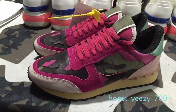 

fashion leather suede stud rockrunner camouflage sneakers shoes men womens flats luxury designer rivet rockrunner trainers casual shoes b70, Black