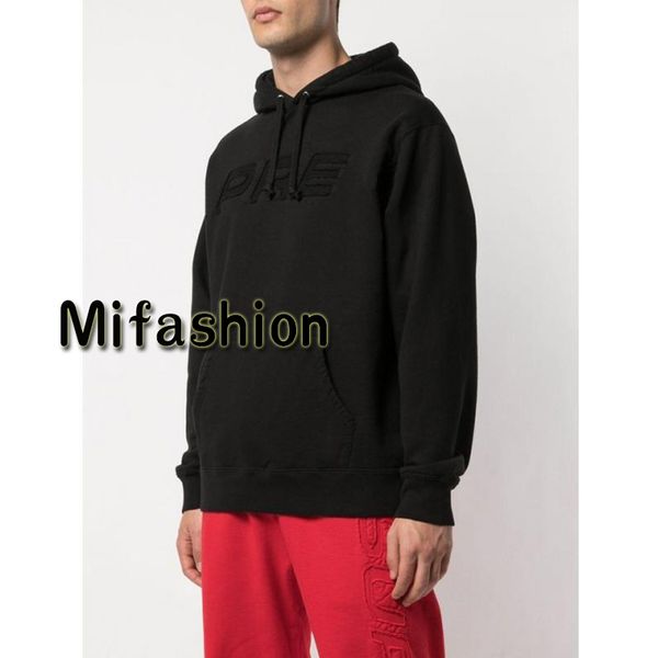 

19SS Fashion Box Logo Set In Logo Broken Hole Stitching Embroidery Hoodie Winter Skateboard Fleece Hooded Sweatshirt Men Women Street Hoody