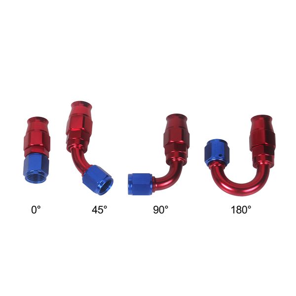 

an6 an aluminum swivel ptfe hose end fitting adaptor straight 45 90 180degree for oil fuel line reusable hose ends