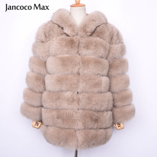 

женщины натуральный мех зимняя мода верхняя одежда толстые теплые пушистые меховые куртки с капюшоном s7524, Black