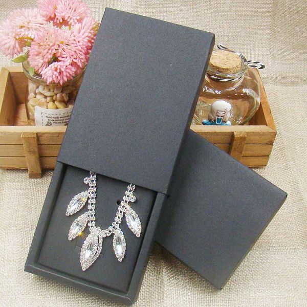 

24pcs per lot 4.5*3.15*1.0inch black paper gift packing box jewelry necklace earring pendant display case box custom cost extra
