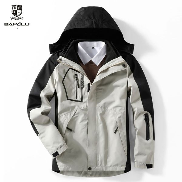 

men coat 2019 winter mens parka splicing lapels jackets plus velvet to keep warm coat liner+jacket camouflage windbreaker coats, Black