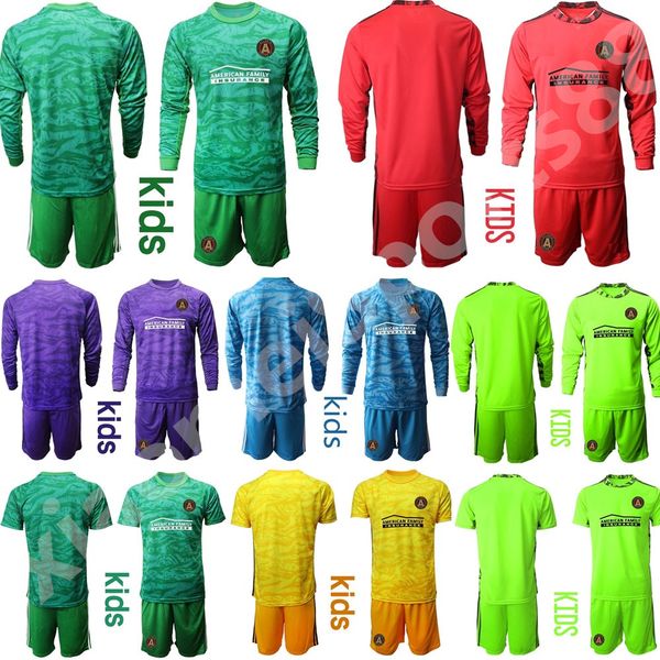 

atlanta united youth goalkeeper gk long sleeve soccer jersey set goalie kids 1 brad guzan 12 robinson 18 larentowicz football shirt kits, Black